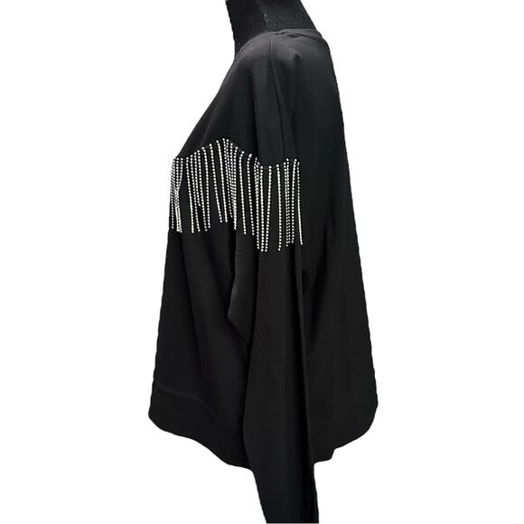 Gianni Bini Fringe Embellished Sweatshirt Top Edgy Country Cowboy Taylor Swift M - Picture 5 of 11
